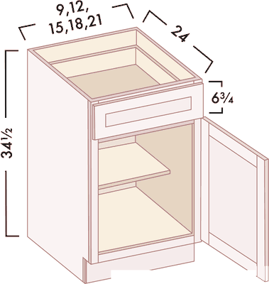 Single Door Bases diagram with dimensions
