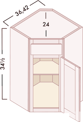 Corner Sink Bases diagram with dimensions