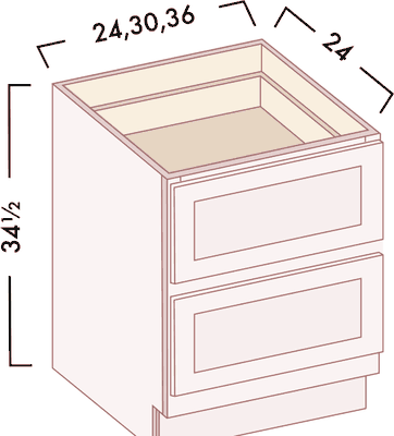 2 Drawer Bases diagram with dimensions