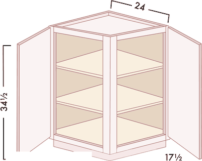 Base Return Angle Cabinet diagram with dimensions
