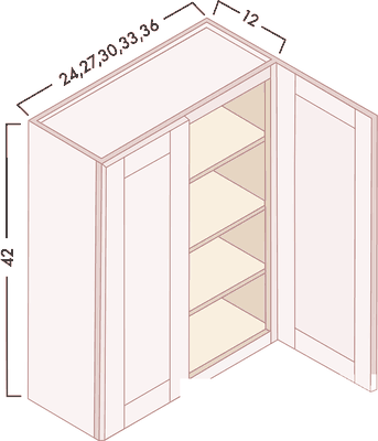 42" High Wall Cabinets - Double Door diagram with dimensions