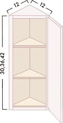 Angle Wall Cabinets diagram with dimensions