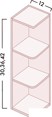Wall End Shelf diagram with dimensions