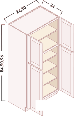 Tall Pantry - Double Door diagram with dimensions