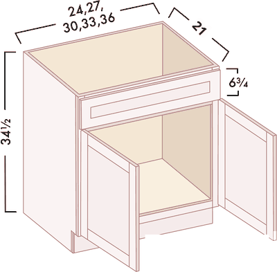 Vanity Sink Bases diagram with dimensions