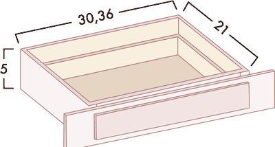 Knee Drawer diagram with dimensions