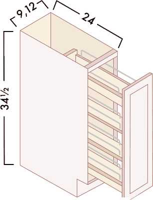 Base Pull-Out Spice Rack (Cabinet Included) diagram with dimensions