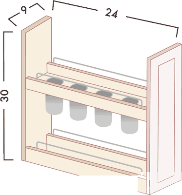 Utensil Pull-Out (Cabinet Not Included) diagram with dimensions