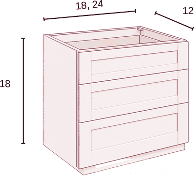 Top Drawers diagram with dimensions