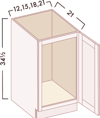 Vanity Full Height Bases diagram with dimensions