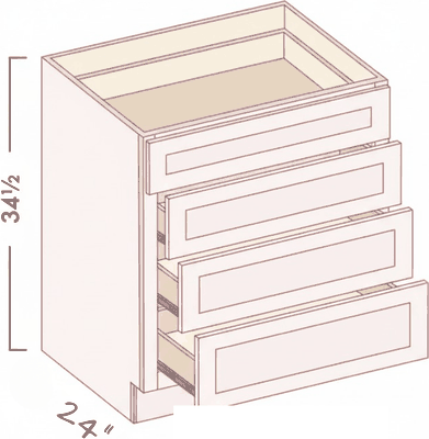 4 Drawer Bases diagram with dimensions