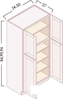 27" Deep Tall Pantry diagram with dimensions