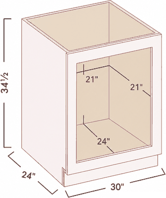 Base Oven Cabinet diagram with dimensions