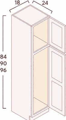 Broom Utility Cabinets diagram with dimensions