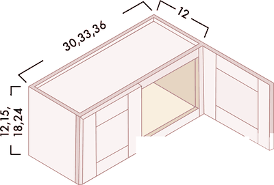 18" High Bridge Wall Cabinets diagram with dimensions