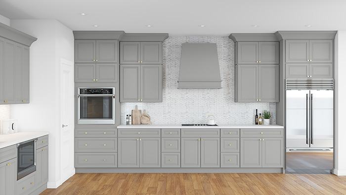 Classic Gray kitchen cabinets installed
