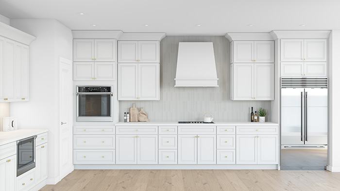 Classic White kitchen cabinets installed