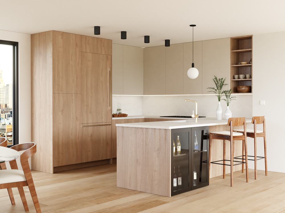 Como Ash kitchen cabinets installed