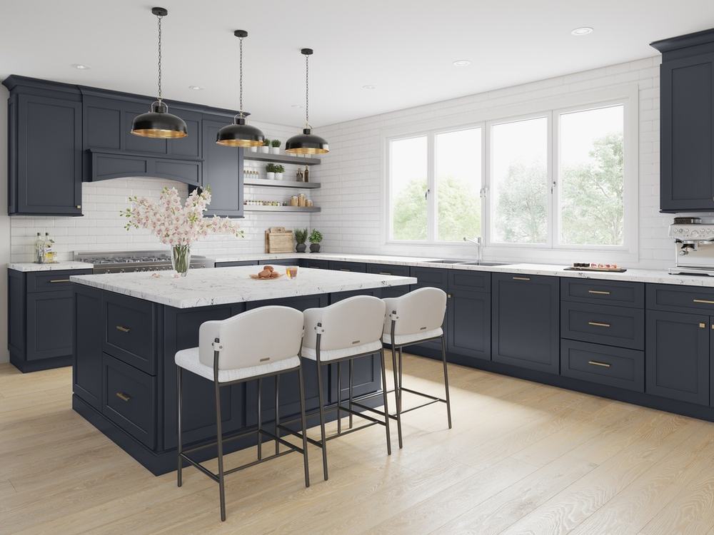 Custom Shaker kitchen cabinets installed