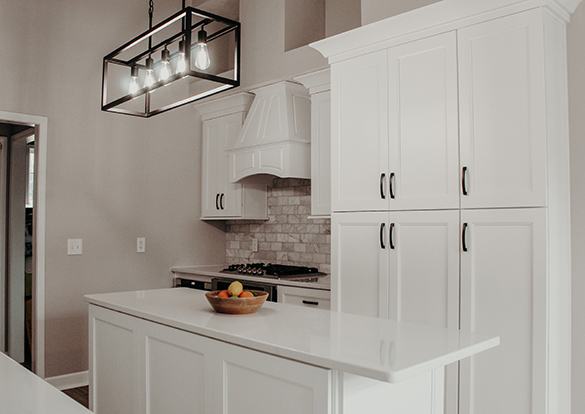 Esca White kitchen cabinets installed