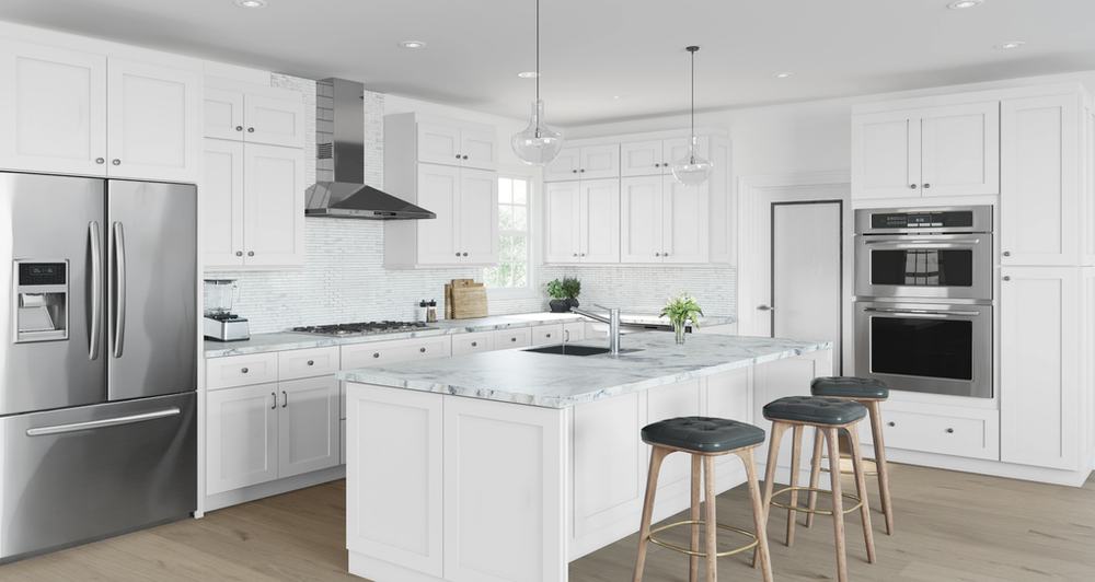 Forest Green kitchen cabinets installed