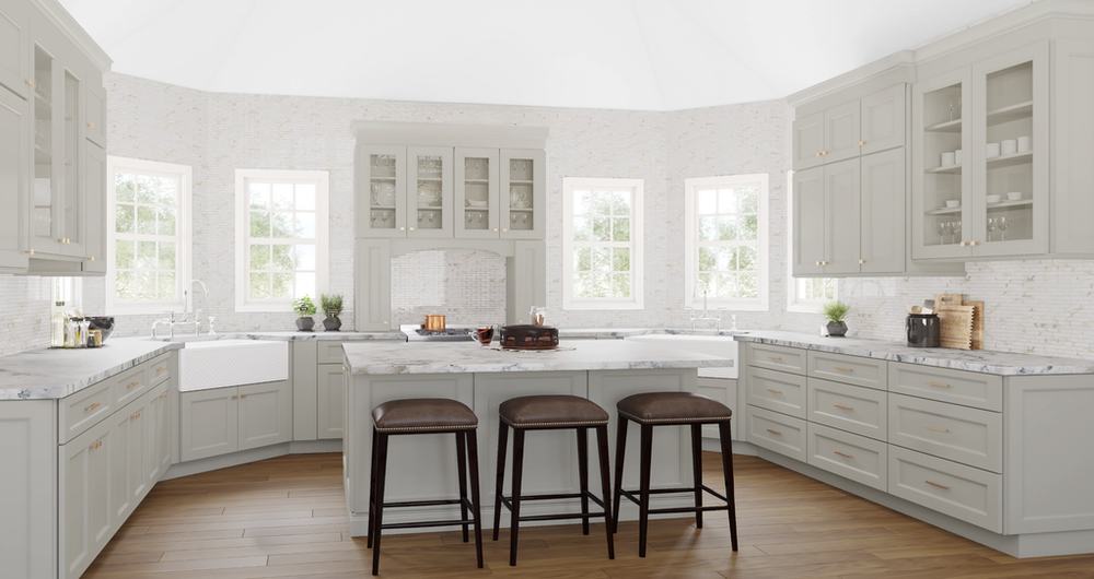 Fusion Dove kitchen cabinets installed