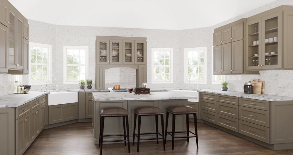 Fusion Oyster kitchen cabinets installed