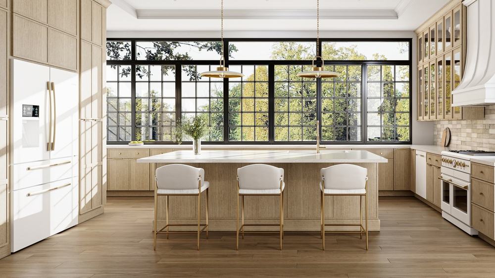 Luna Desert Oak kitchen cabinets installed