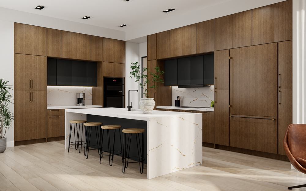 Luxe Canyon Oak kitchen cabinets installed