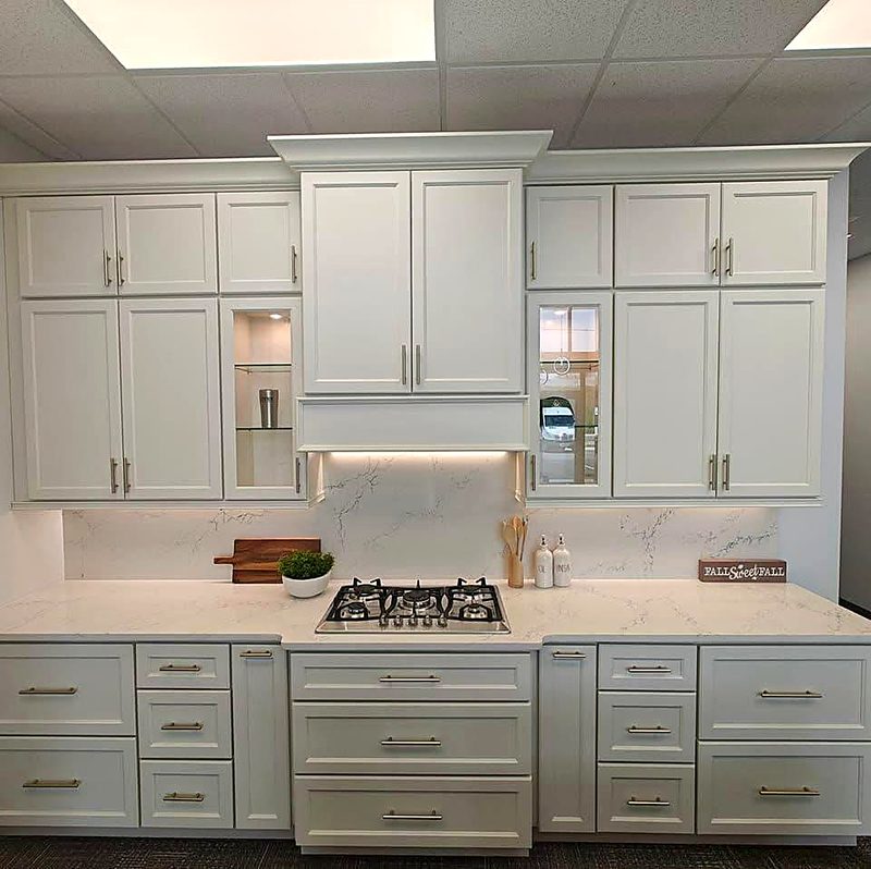 Kitchen display inside the MNK Cabinet showroom in Norcross, GA
