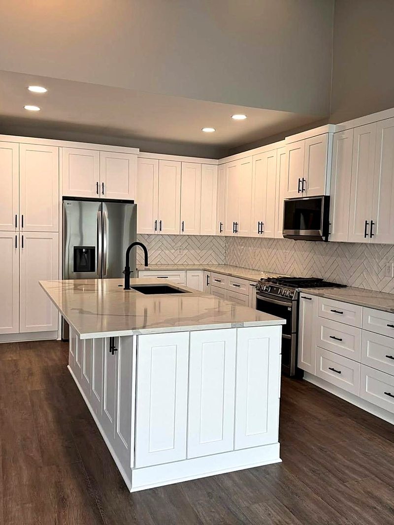 Raised-panel kitchen cabinets in an Atlanta home
